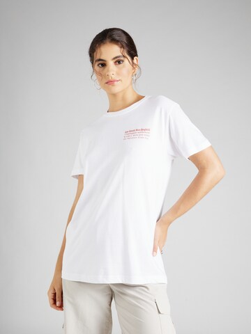 On Vacation Club Shirt 'Less Upsetti' in White: front
