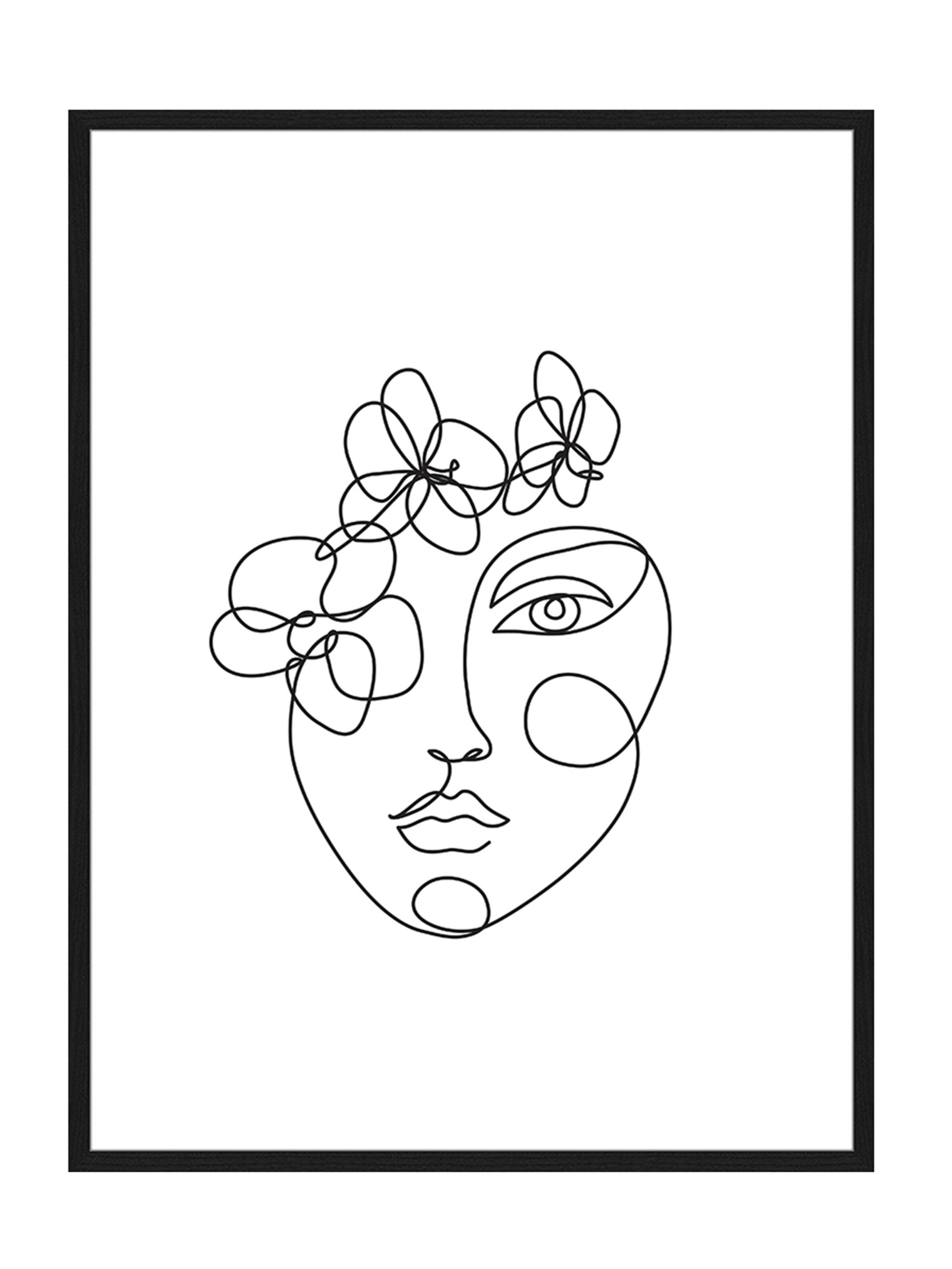 Liv Corday Bild 'Orchid face' in Schwarz: Vorderseite