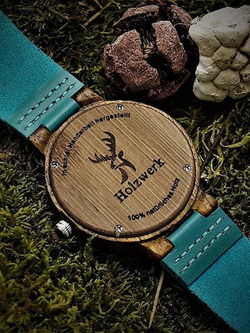 Holzwerk - Reloj analógico 'KAHLA' en azul