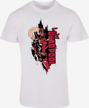 ABSOLUTE CULT Shirt 'Lady Deadpool' in Wit: voorkant