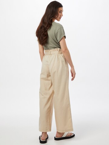 ESPRIT Wide Leg Bukser med lægfolder i beige