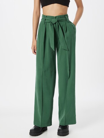 ESPRIT - Pierna ancha Pantalón de pinzas en verde: frente