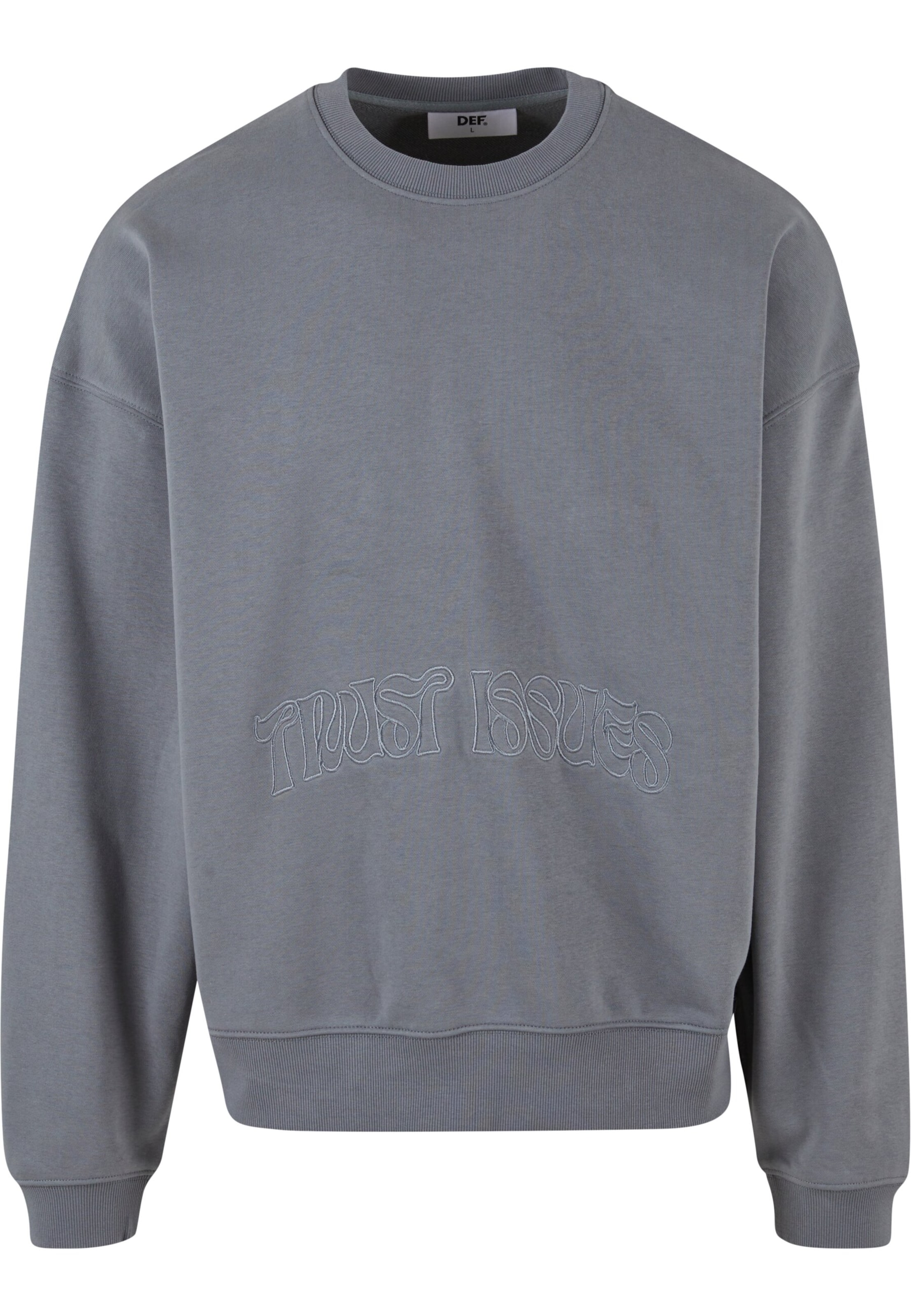 Sweat-shirt 'Trust Issues' DEF en gris : devant