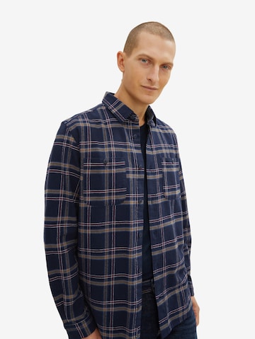 TOM TAILOR Comfort fit Button Up Shirt in Blue: front