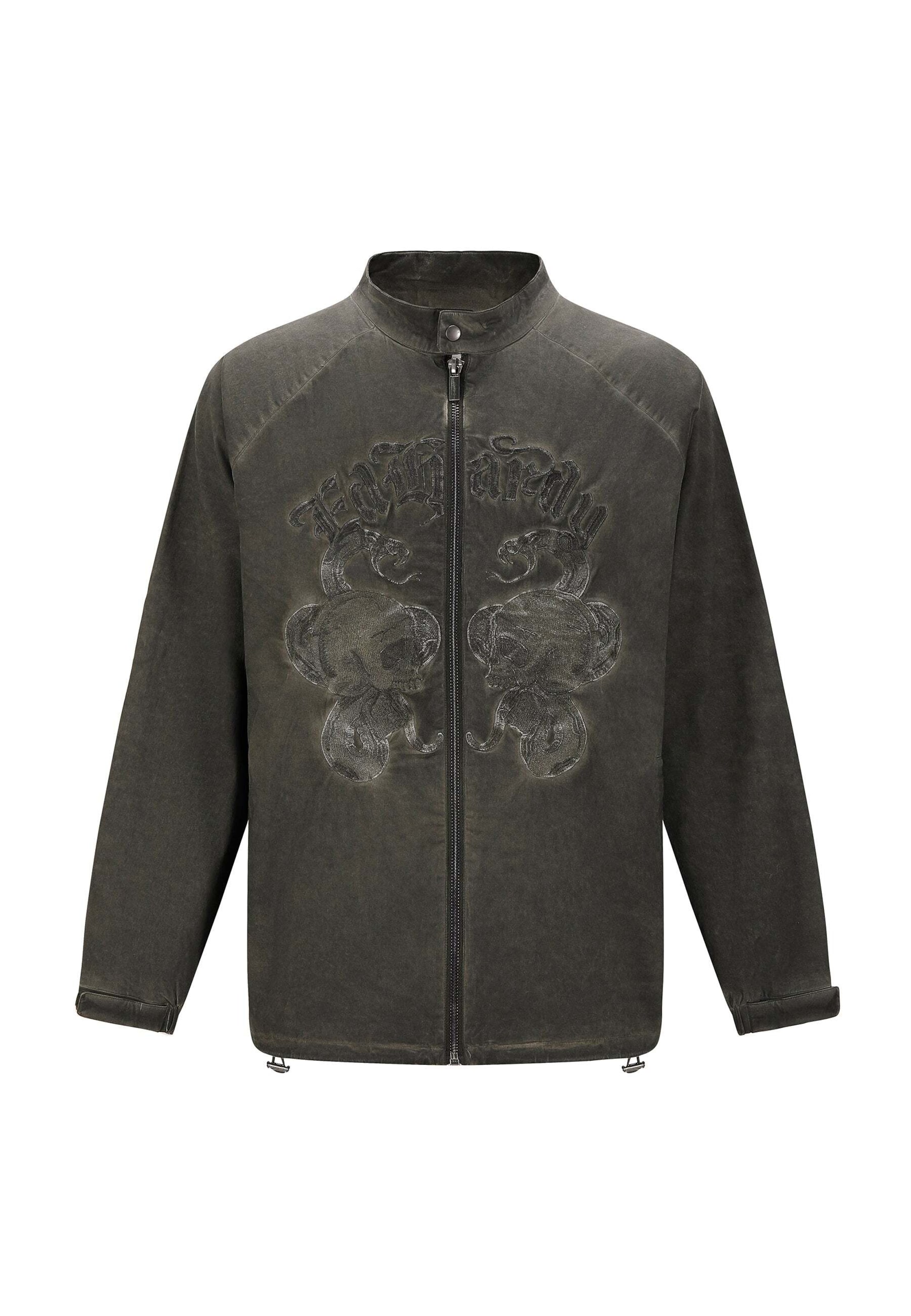 Ed HardyPrijelazna jakna 'Schädel und Schlange' - zelena boja: prednji dio