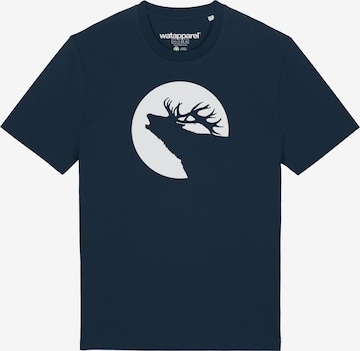 Watapparel T-Shirt ' Röhrender Hirsch ' in Blau: Vorderseite