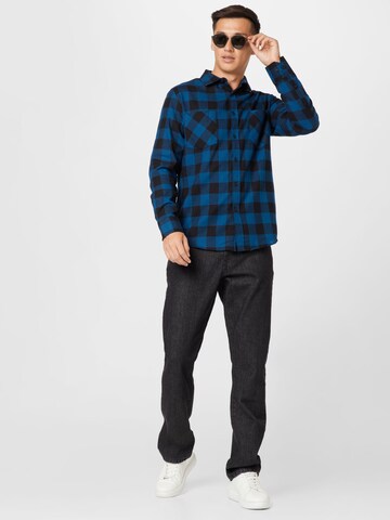 Urban Classics Regular fit Button Up Shirt in Blue