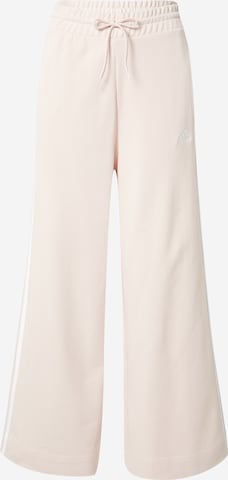 ADIDAS SPORTSWEAR Wide leg Workout Pants 'Essentials 3-Stripes French Terry Wide' in Beige: front