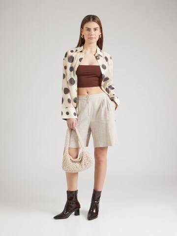 MSCH COPENHAGEN Regular Bandplooibroek 'Pennie Ginia' in Beige