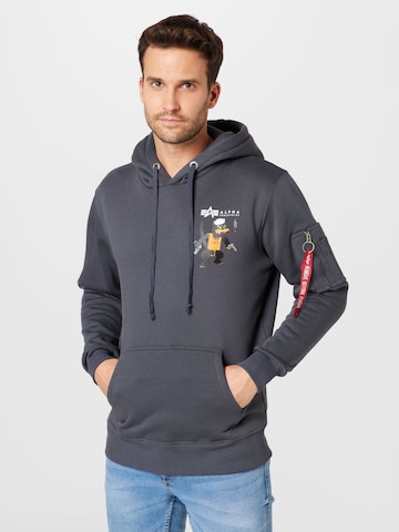 ALPHA INDUSTRIES - Sweatshirt 'Squadron' em cinzento: frente