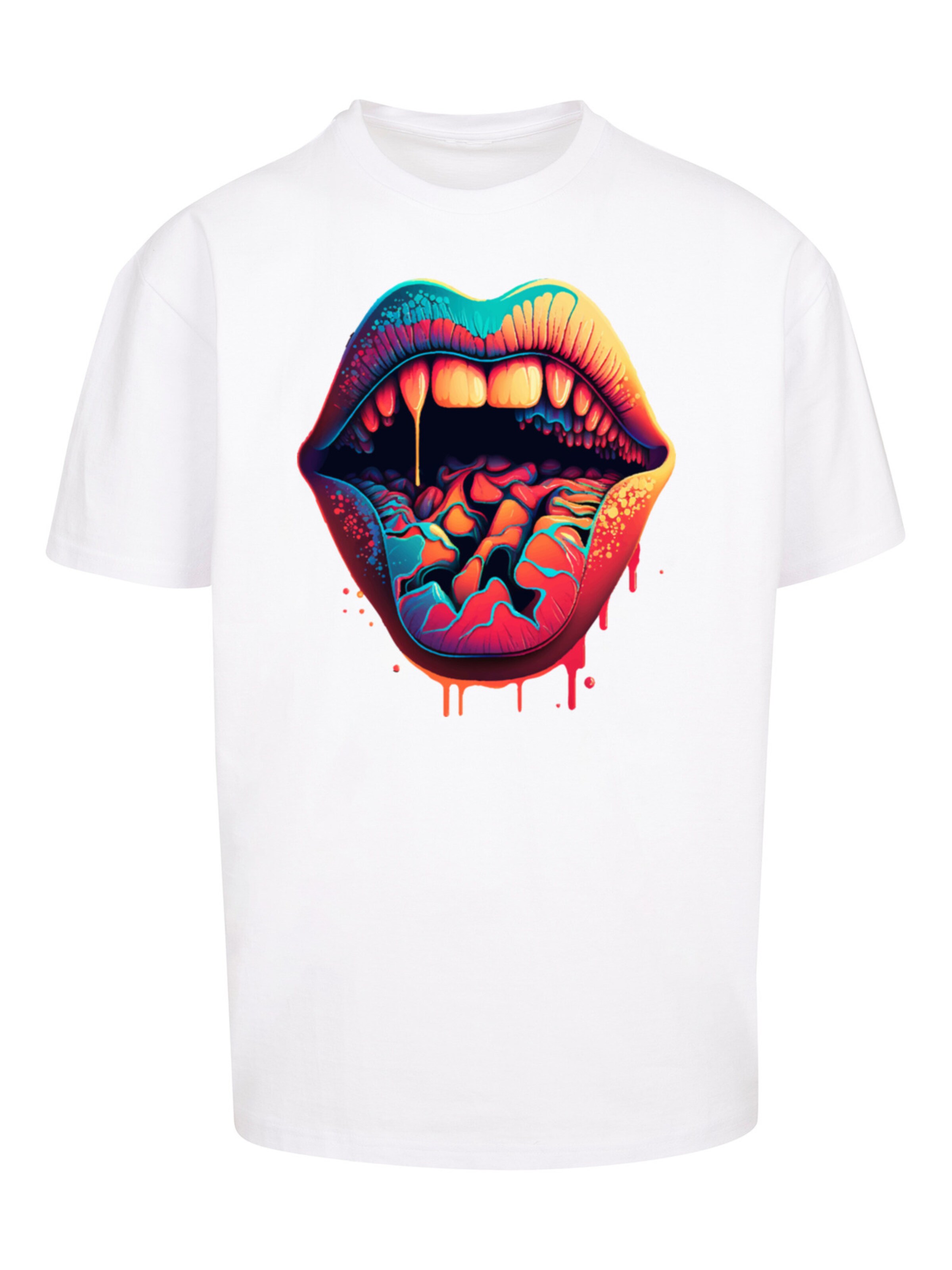 F4NT4STIC Shirt 'Drooling Lips' in Weiß: Vorderseite