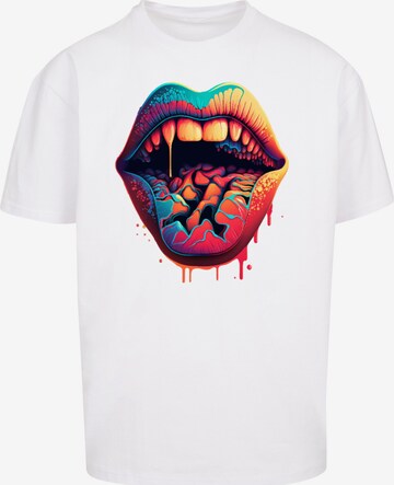 T-Shirt 'Drooling Lips' F4NT4STIC en blanc : devant