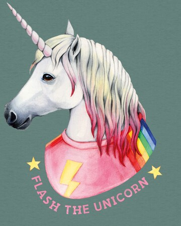 T-shirt 'Flash, the unicorn' Watapparel en vert