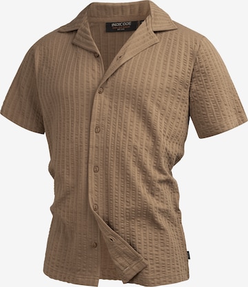 INDICODE JEANS Hemd 'Crepe' in Braun: Vorderseite
