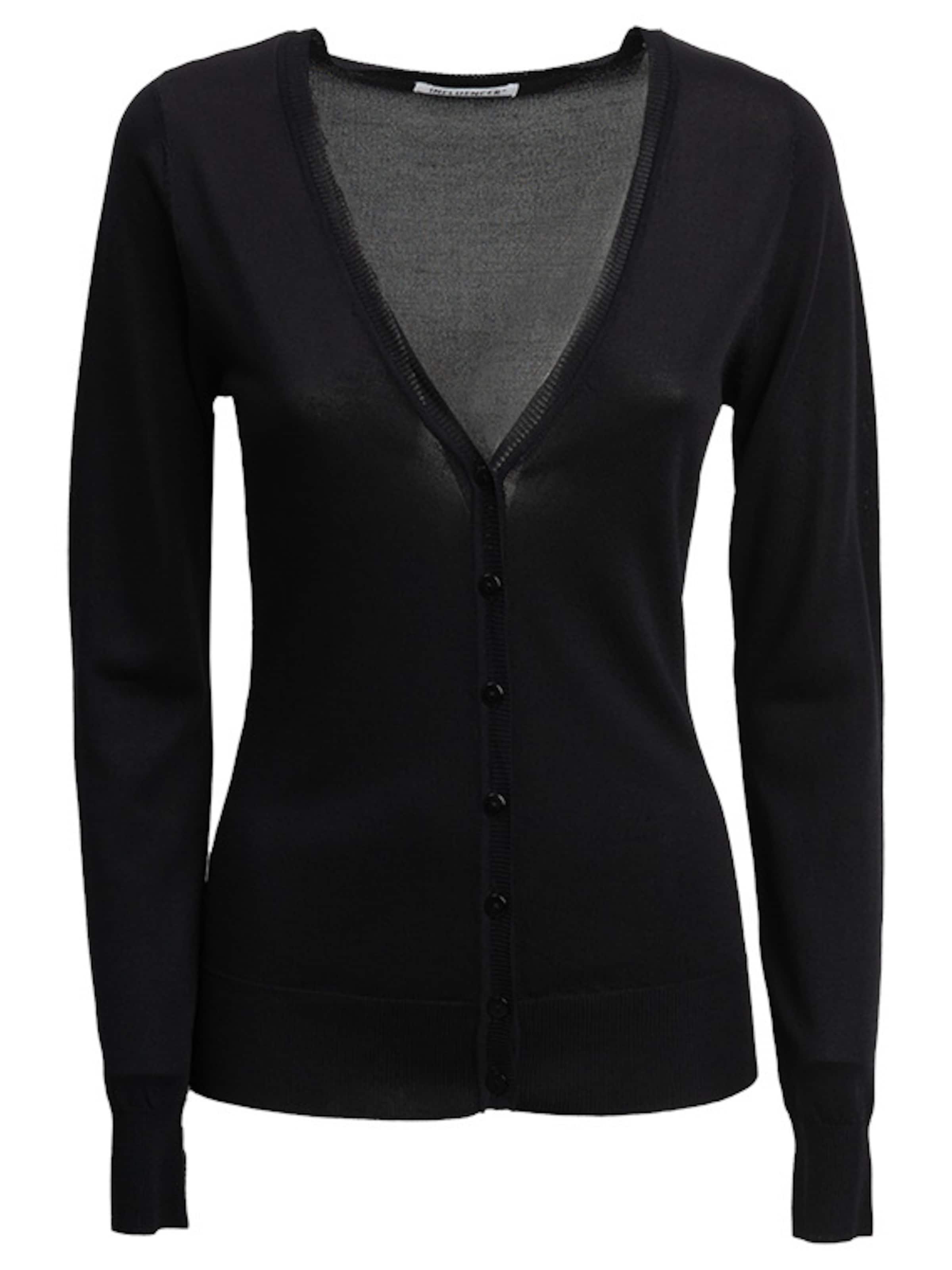 Influencer Плетена жилетка в черно: отпред