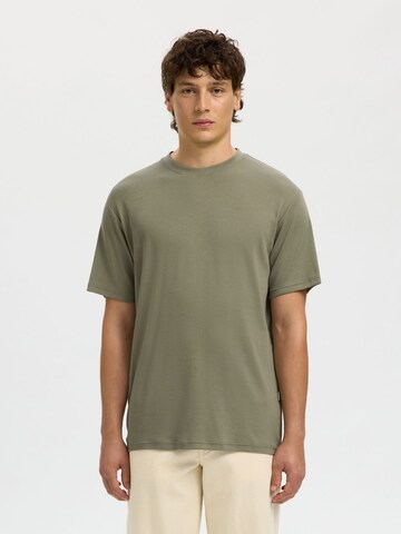 T-Shirt 'SLHSpencer' SELECTED en vert : devant
