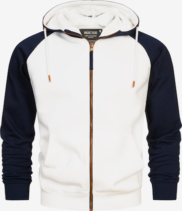 INDICODE JEANS Zip-Up Hoodie 'Pulko' in White: front