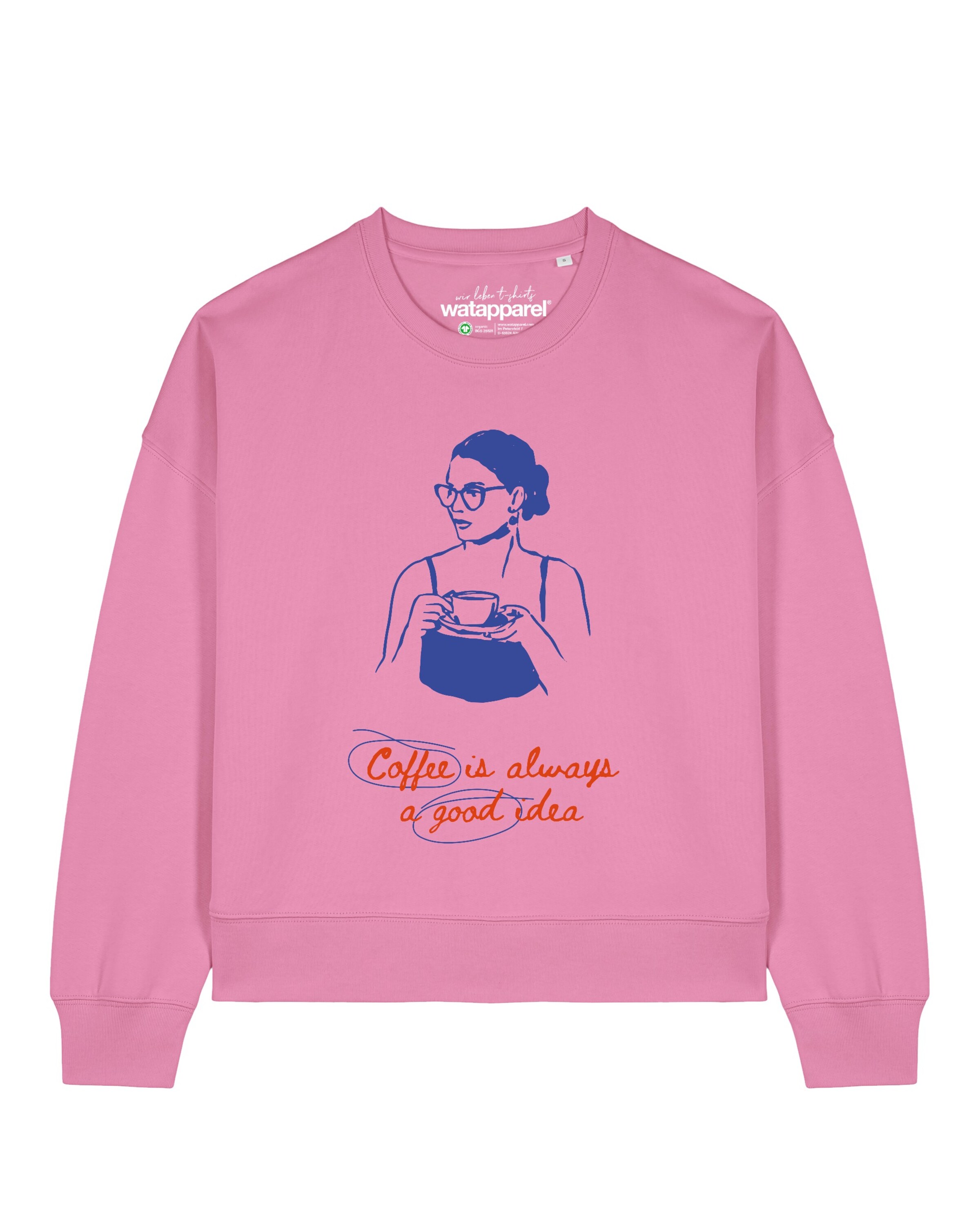 Watapparel Sweatshirt 'Coffee is a good idea ' in Pink: Vorderseite