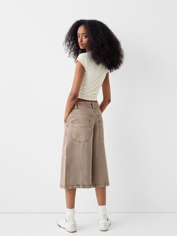 Bershka Wide leg Broek in Beige