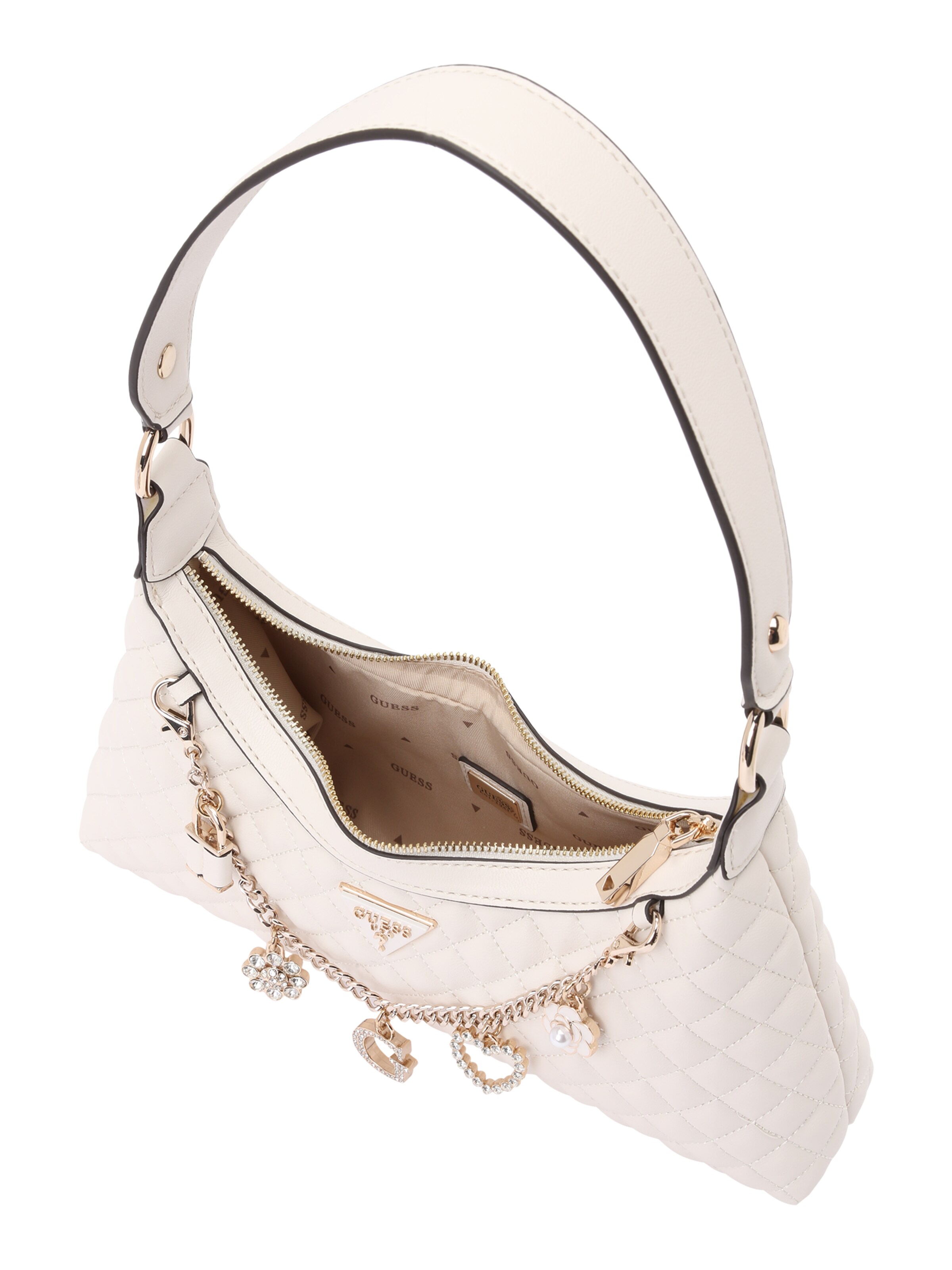 Sac bandoulière 'EVERLEE TOP ZIP SHOULDER BAG' GUESS en blanc