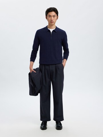 SELECTED Regular Pleat-Front Pants in Blue