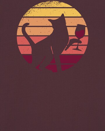 Watapparel Shirt ' Sunset Katze & Rotwein ' in Red