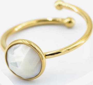 Sergio EngelPrsten 'Beach Ring 01 Vergoldeter Edelstahlring mit Naturstein-Cabouchon' - bijela boja: prednji dio