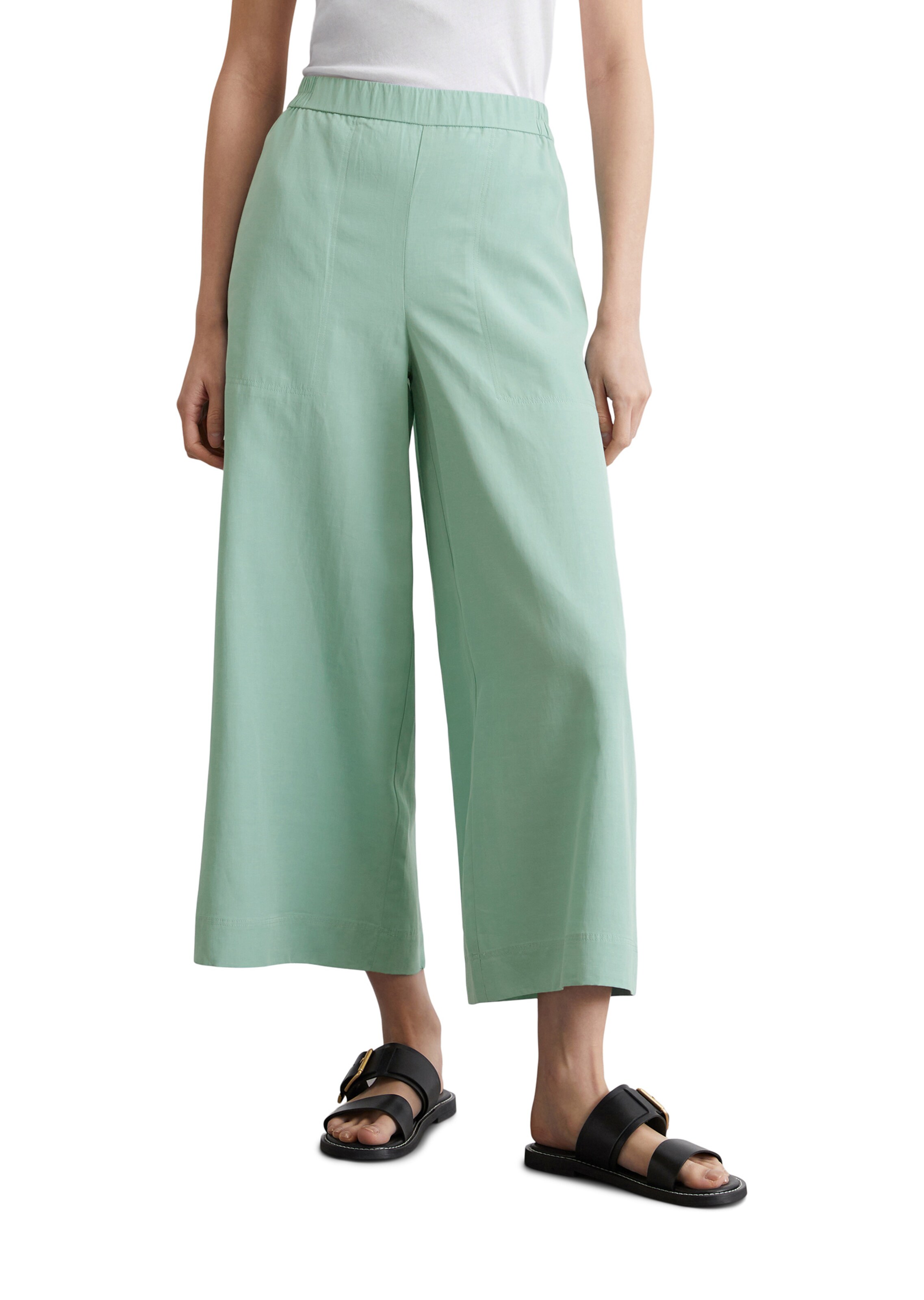 Marc O'Polo Wide leg Broek in Groen: voorkant