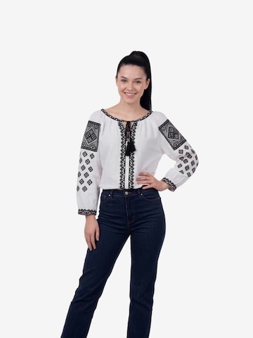 Rody’s foreverDirndl bluza 'Damenbluse IL26, weiß/schwarz , marimea XL' - bijela boja: prednji dio