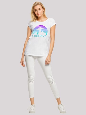 T-shirt 'I BELIEVE UFO Alien Raumschiff Retro' F4NT4STIC en blanc