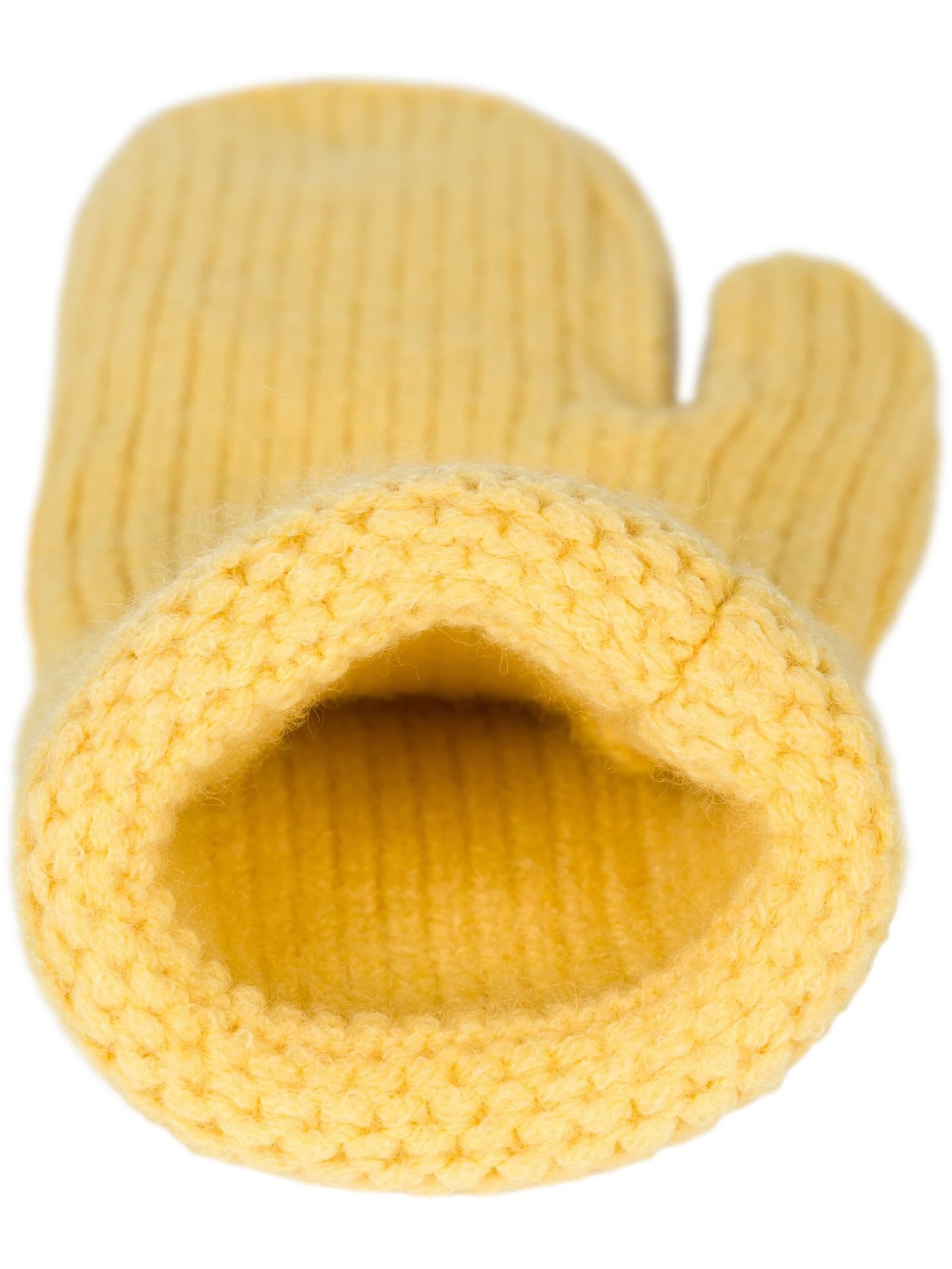 styleBREAKER Fingerhandschuhe 'Strick Fäustlinge mit gemustertem Bund'‌‌‌‌‌‌‌‌‌‌ in Gelb