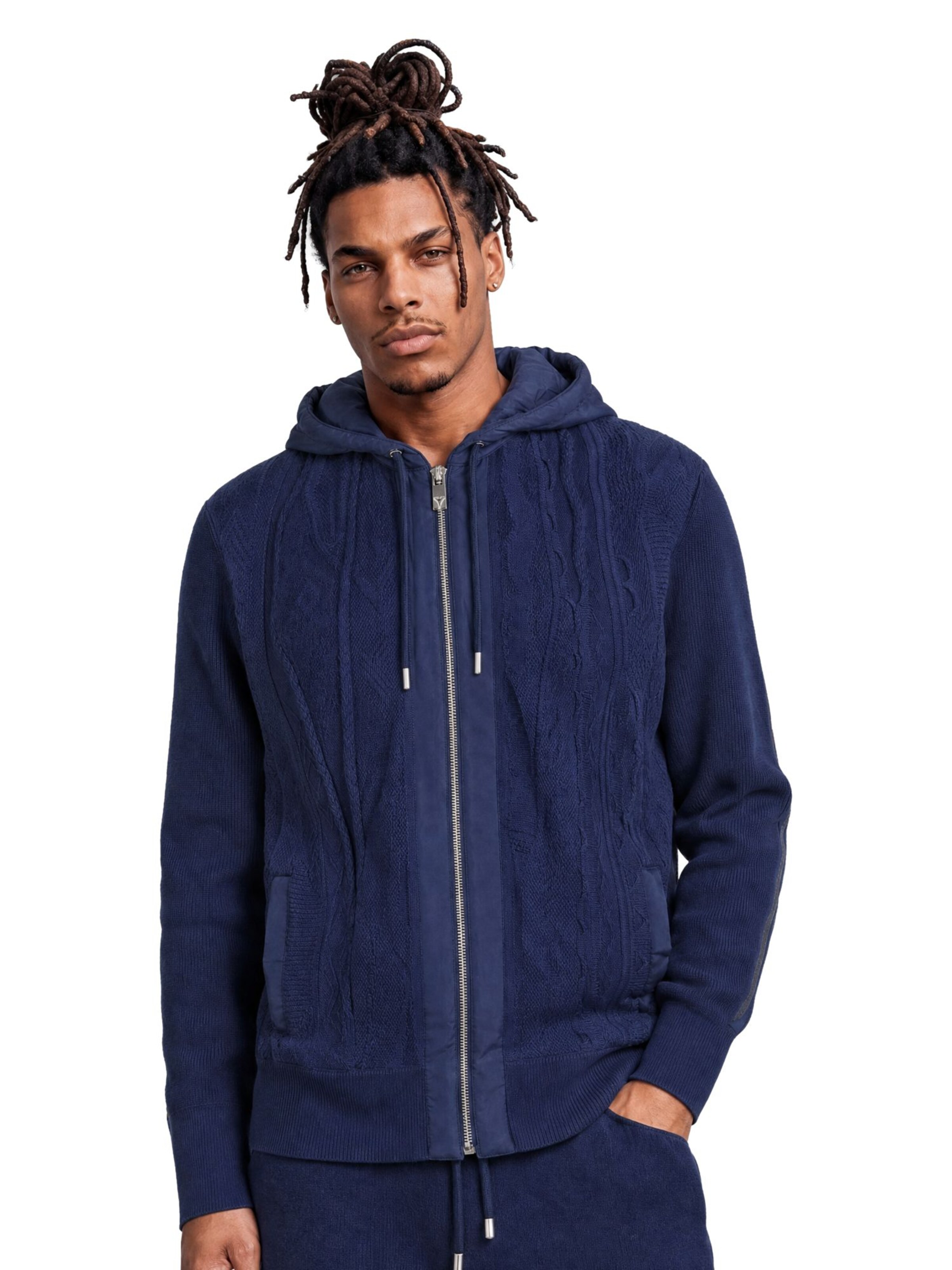 Carlo Colucci Sweatvest 'Fieri' in Blauw: voorkant