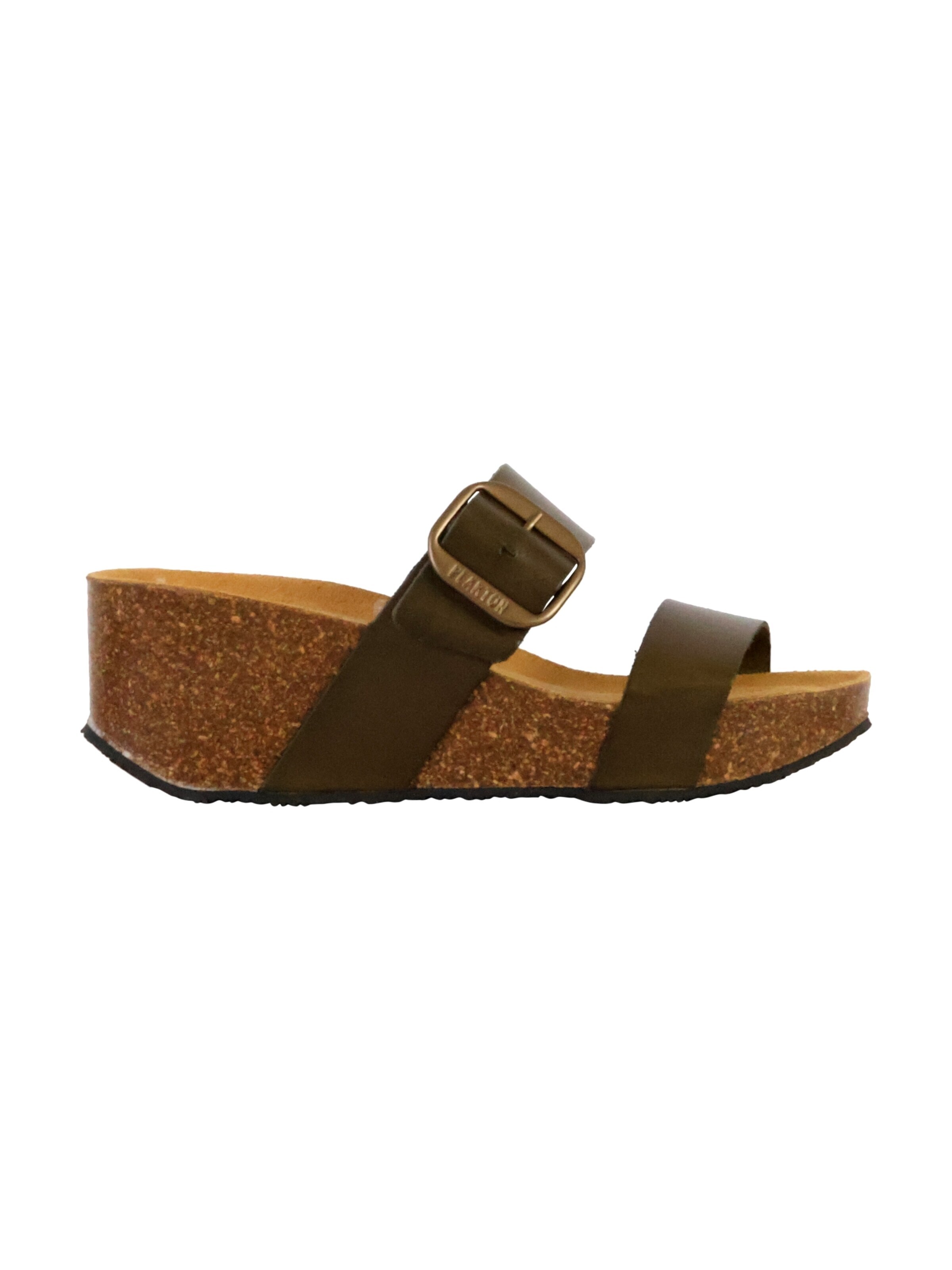 Mule 'So Rock Keilabsatz-Pantoletten aus Leder' Plakton en vert