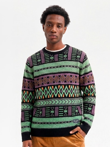 hydroponic - Jersey 'Hydroponic Regular-Fit Helix Jacquard Knit Sweater' en negro: frente