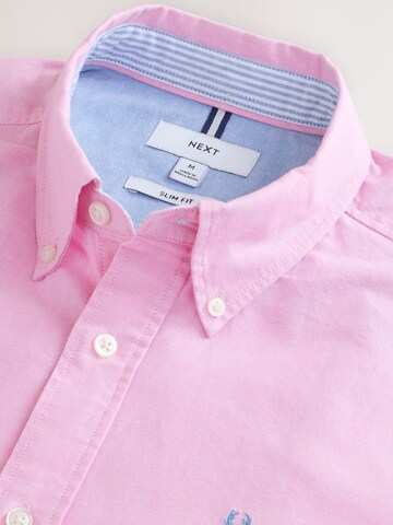 Next Slim fit Button Up Shirt in Pink