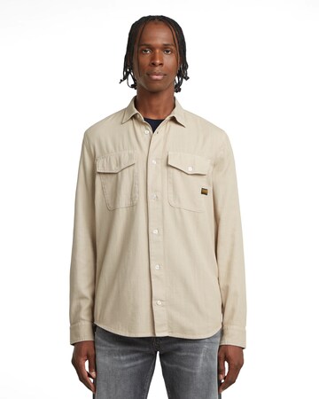 G-STAR Slim Fit Hemd 'Marine' in Beige: Vorderseite