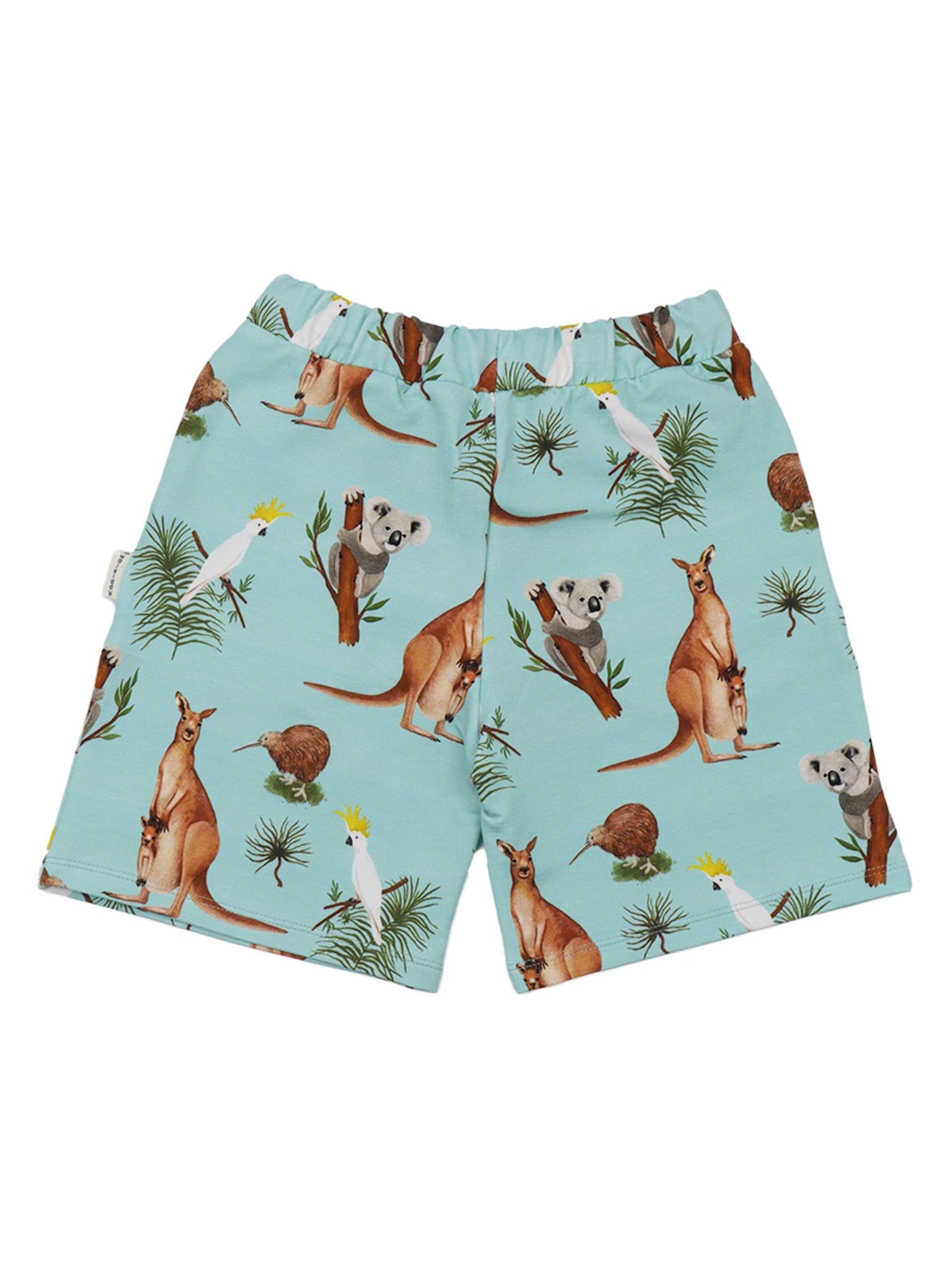 Walkiddy Regular Hose 'Walkiddy - Australian Animals Shorts'‌‌‌‌‌‌ in Blau: Vorderseite