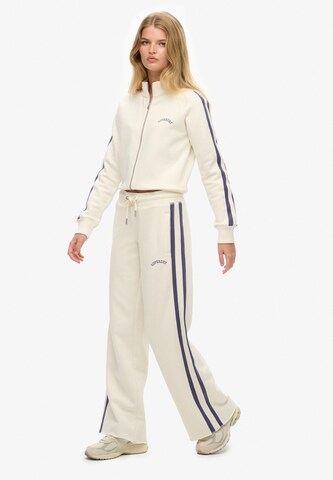 Superdry Wide leg Broek 'Athletic Essentials' in Wit