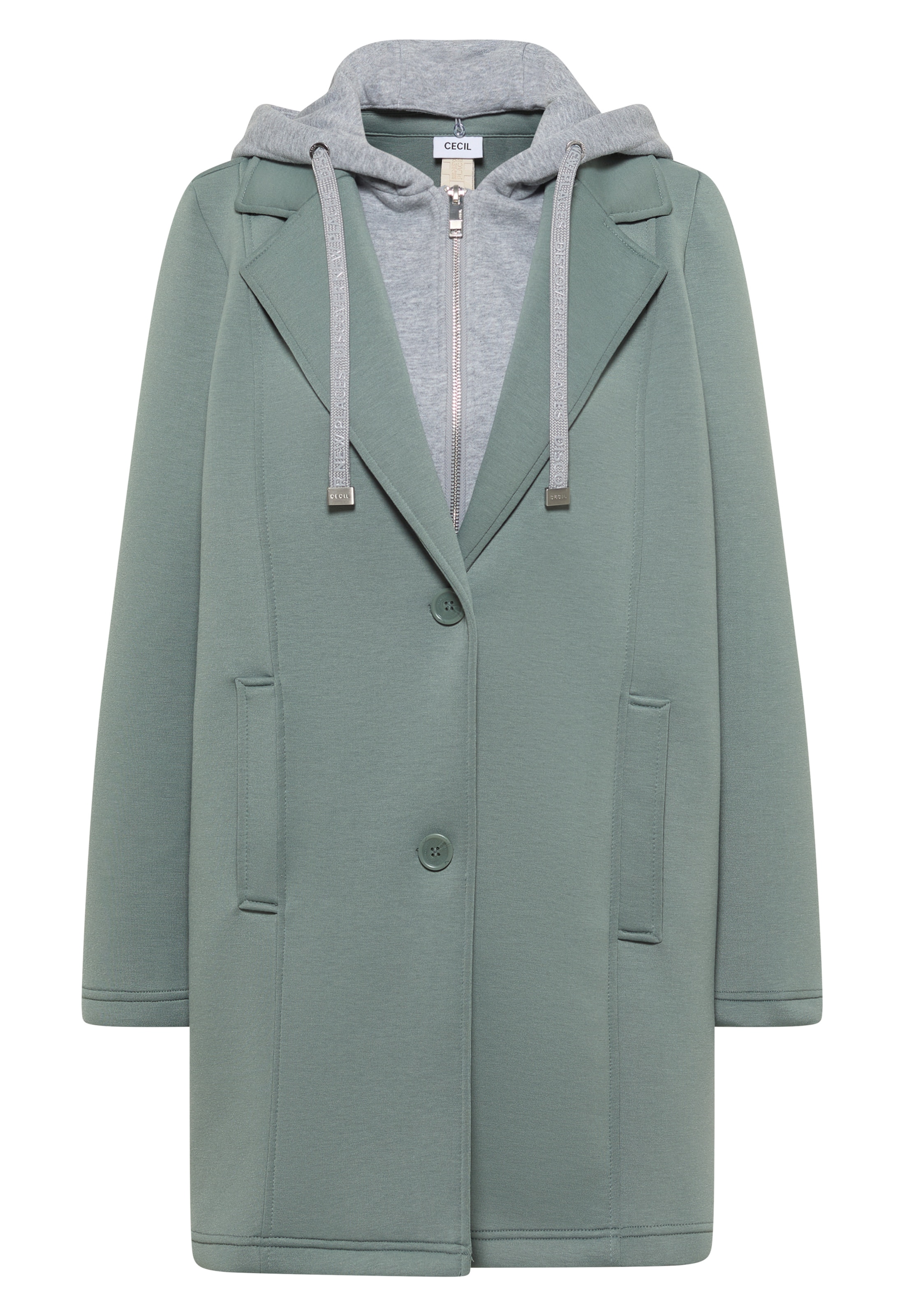 CECIL Between-Seasons Coat in Green: front