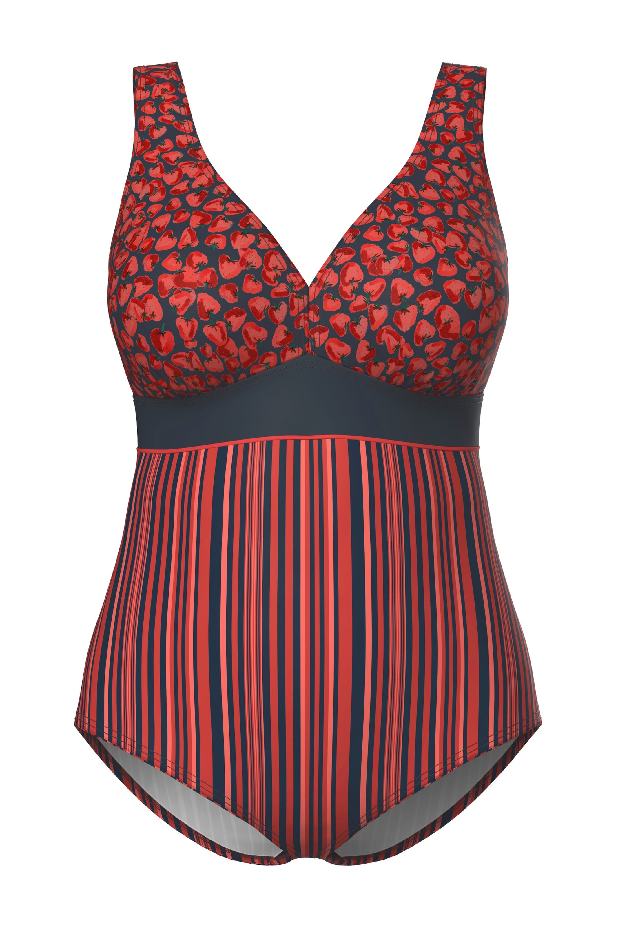Ulla Popken Bustier Badeanzug in Rot: Vorderseite
