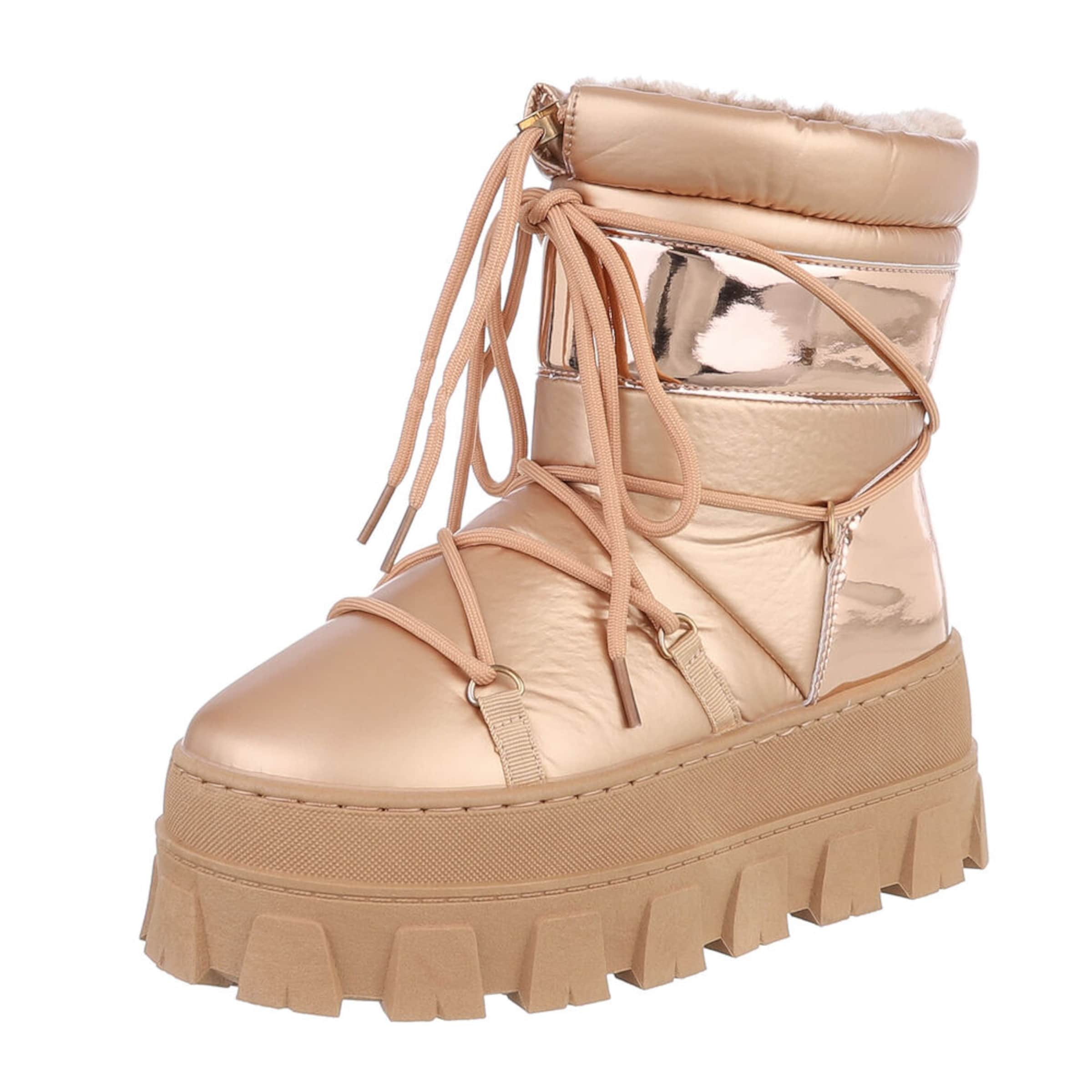 Ital-Design Snowboots in Gold: Vorderseite