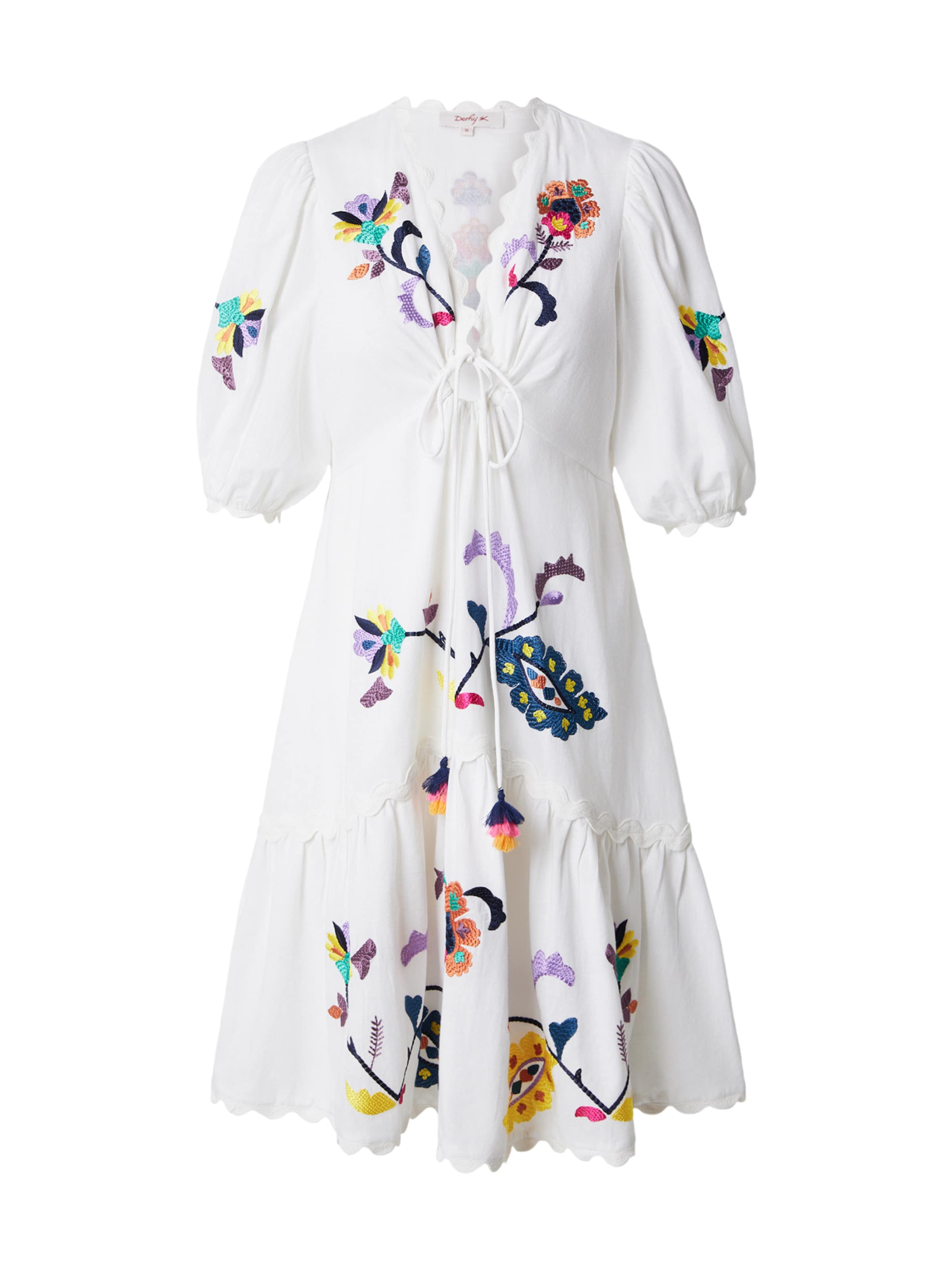 Derhy Jurk 'GRACILE' in de kleur Donkerblauw / Geel / Mandarijn / Wit, Productweergave