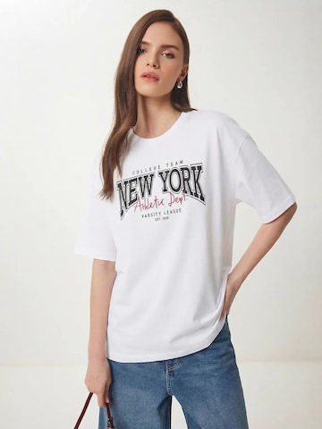 Maglia extra large di Happiness İstanbul in bianco: frontale