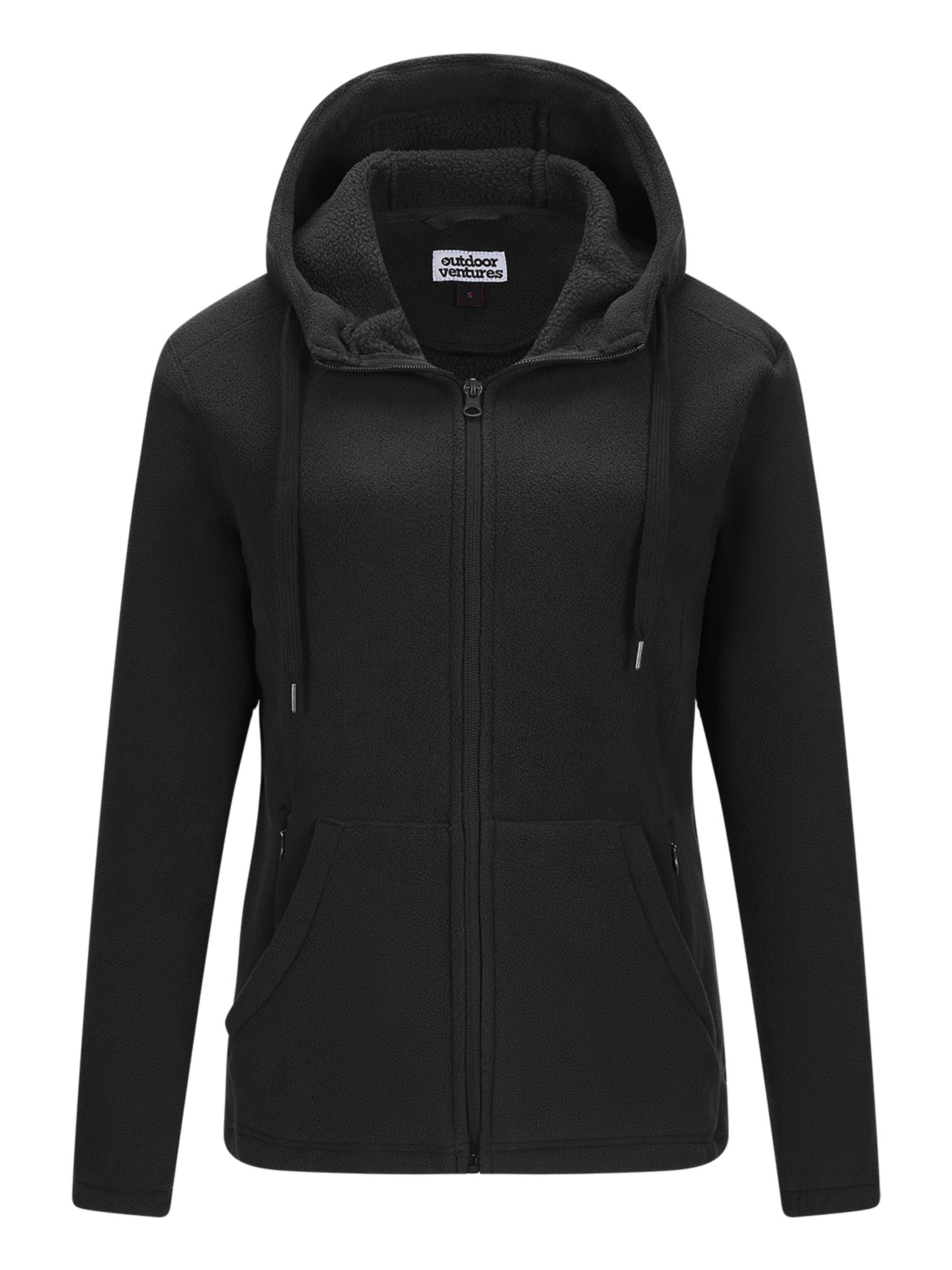33,000ft Fleece Jacket '33,000ft Womens Hoodies Fleece Jackets' in Black: front