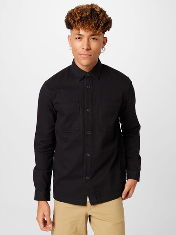 TOM TAILOR DENIM Comfort fit Button Up Shirt in Black: front