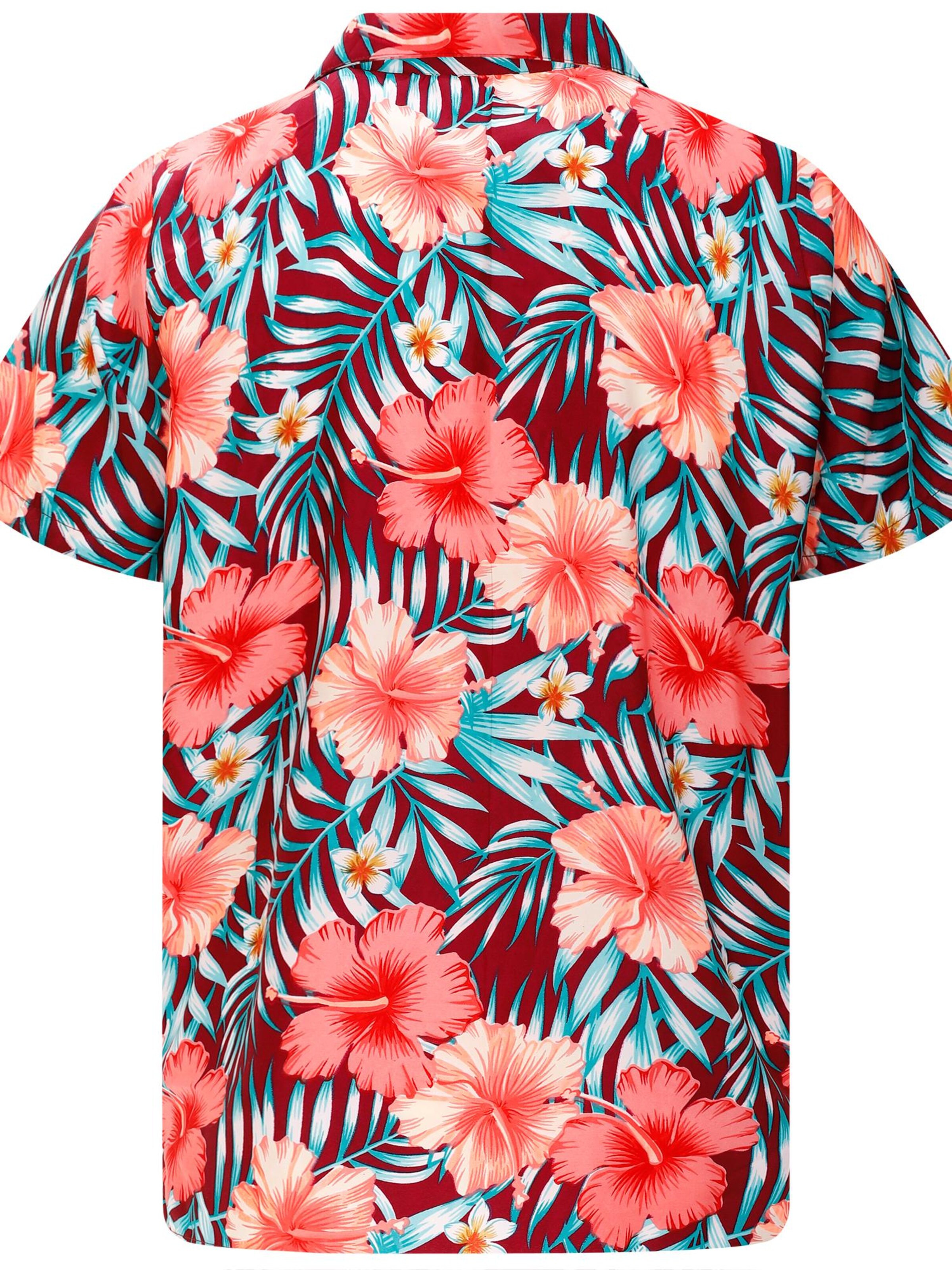 King Kameha Regular Fit Shirt 'Tropical Hibiscus'‌‌ in Rot