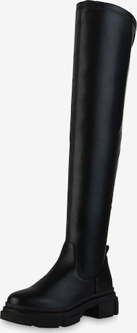 Van Hill Overknees 'Grace' in Schwarz: Vorderseite