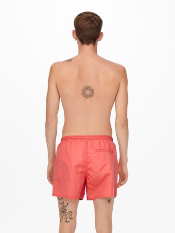 Only & Sons Board Shorts 'ONSTed' in Red