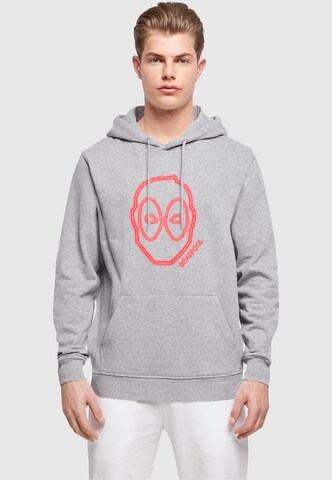 ABSOLUTE CULT Sweatshirt 'Deadpool - Neon Head' in Grey: front