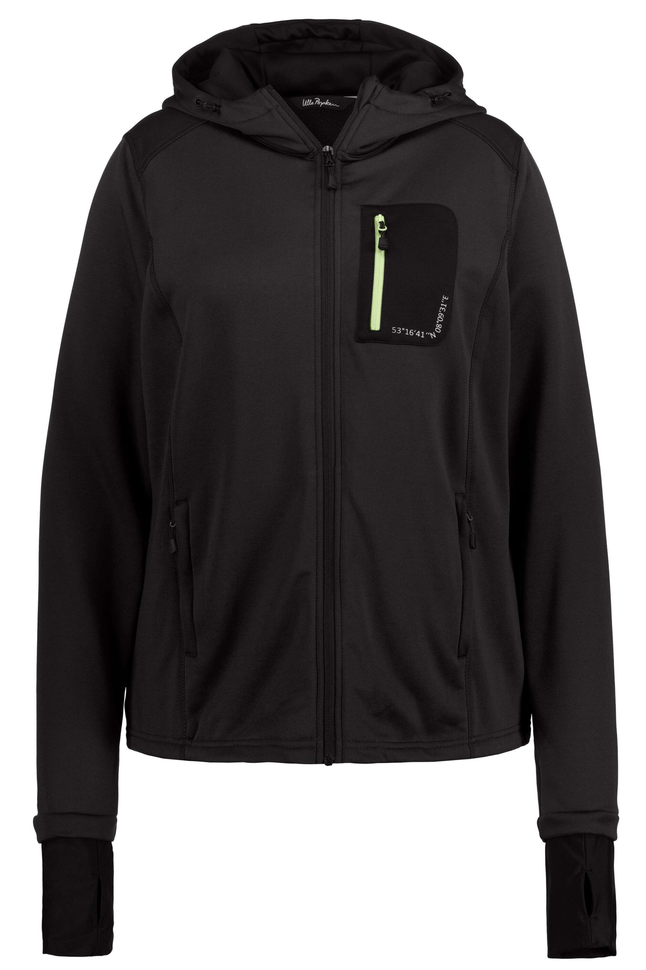 Ulla Popken Sweat jacket 'Hyprar' in Black: front